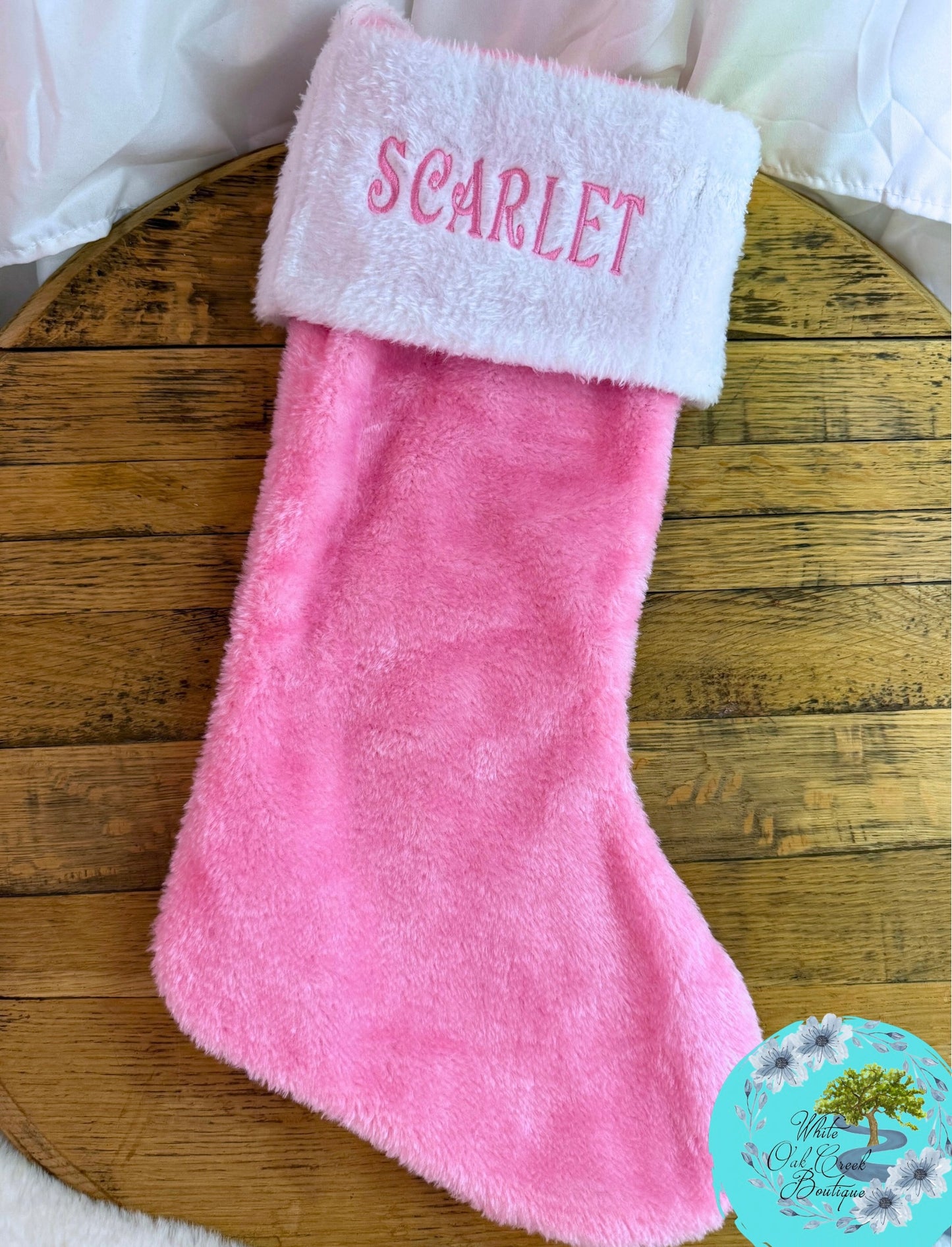 Pink Christmas Stockings Embroidered Personalized