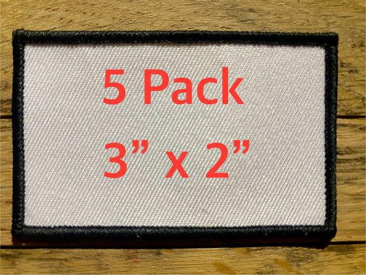 5 Pack Rectangle 3” x 2” Sublimation or Embroidery Trucker Hat Patch with adhesive iron on Polyester Patch mmm Embroidered Trim