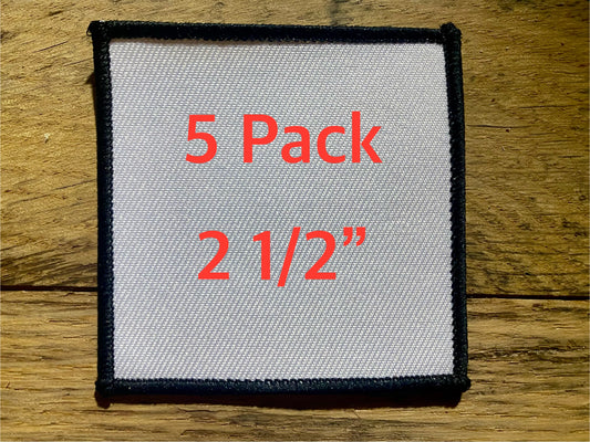 5 Pack 2 1/2” Square Sublimation or Embroidery Trucker Hat Patch with adhesive iron on Polyester Patch with Black Embroidered Trim