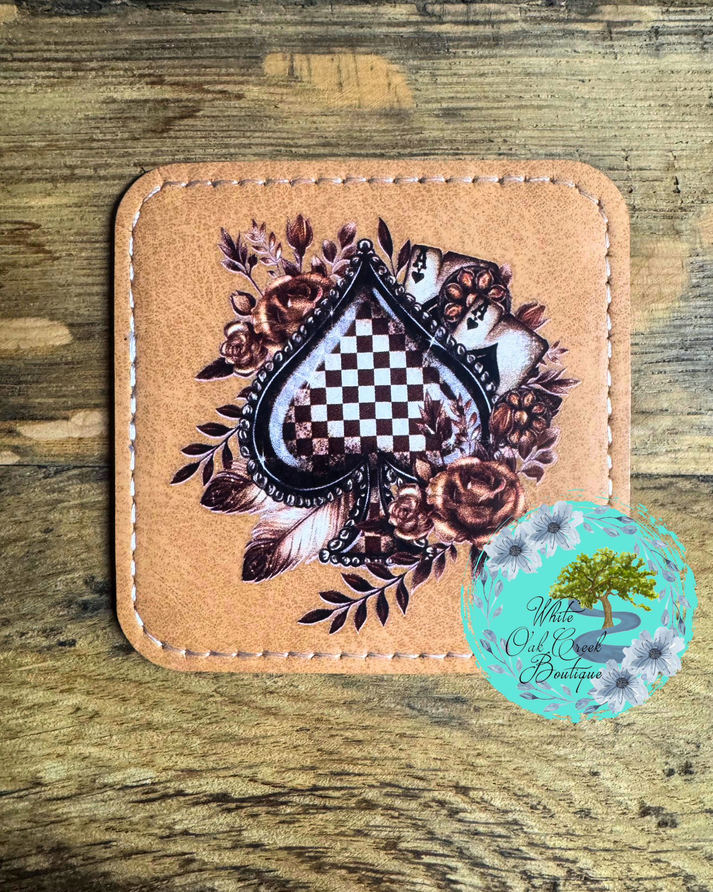 Ace of Spades  Brown 2 1/2” Trucker Hat Patch