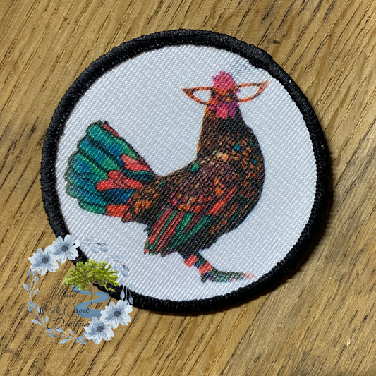 Sassy Chicken 2 1/2” Round Trucker Hat Patch