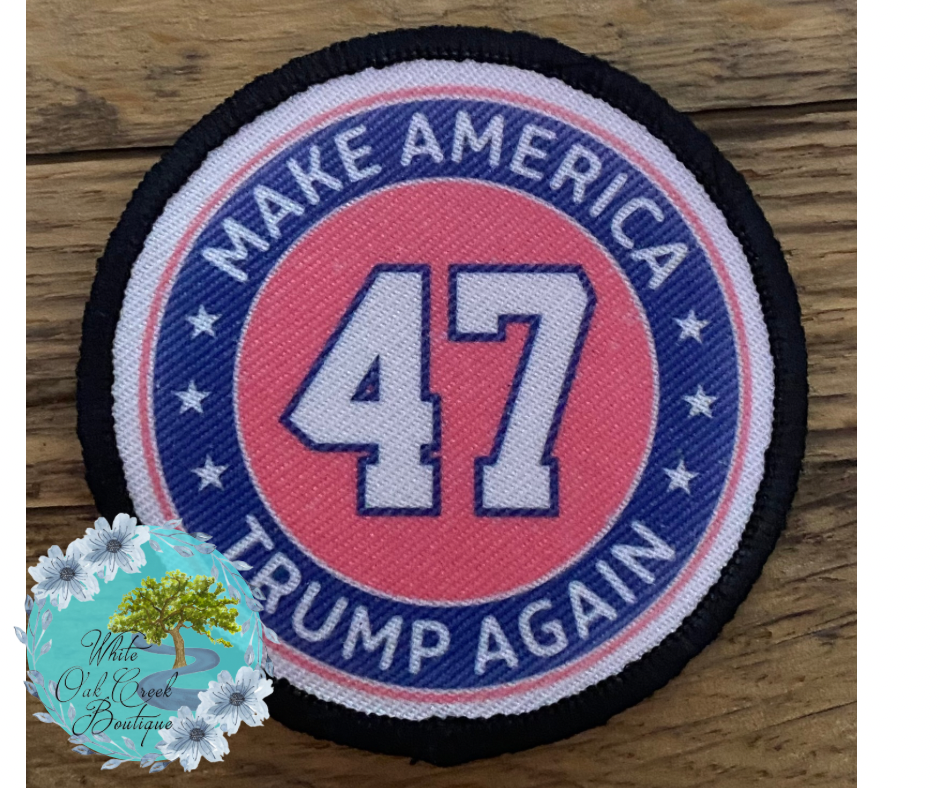 Trump 47 Pink 2 1/2” Round Trucker Hat Patch