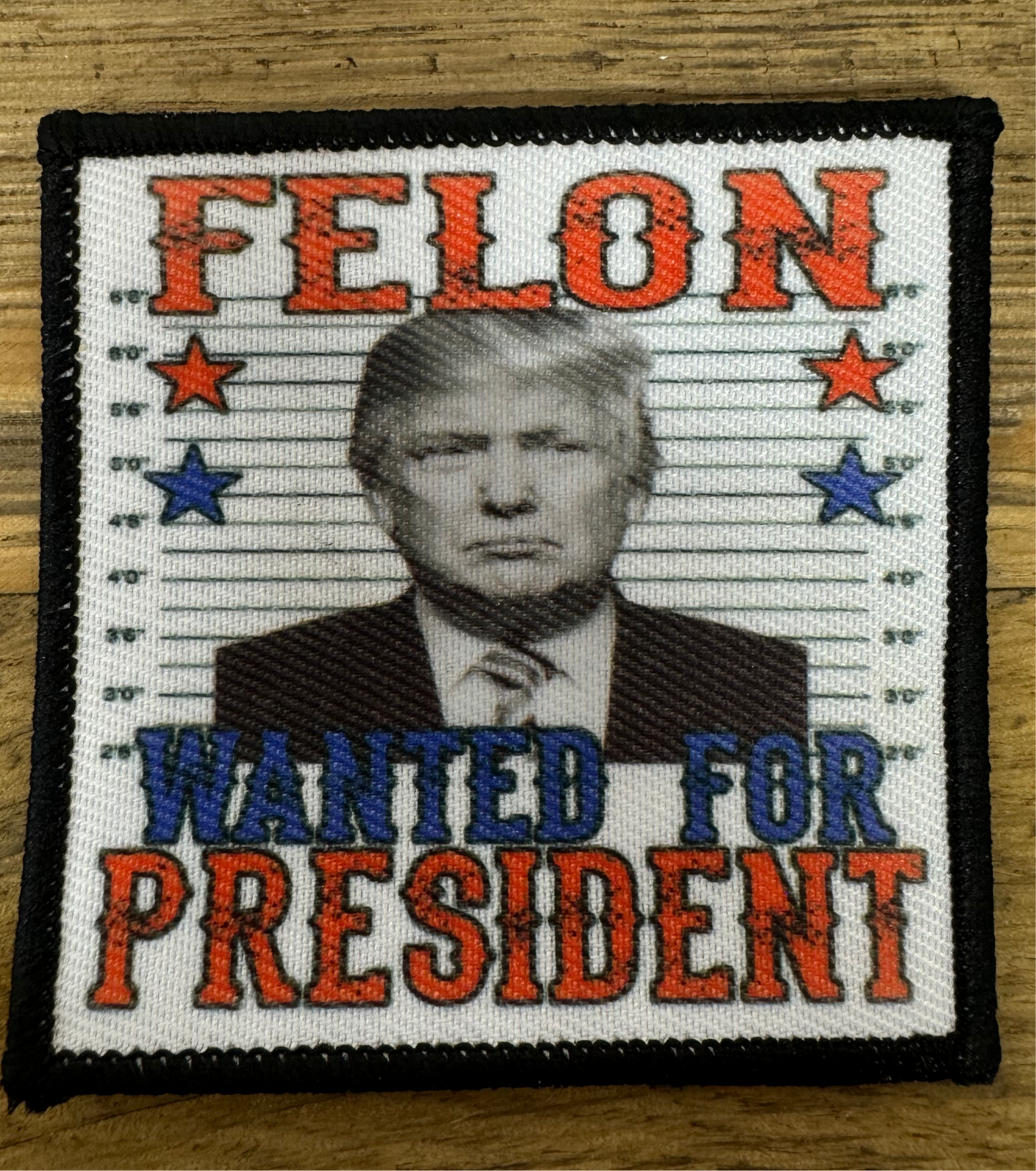 Mugshot Felon Trump 2 1/2” Square Trucker Hat Patch