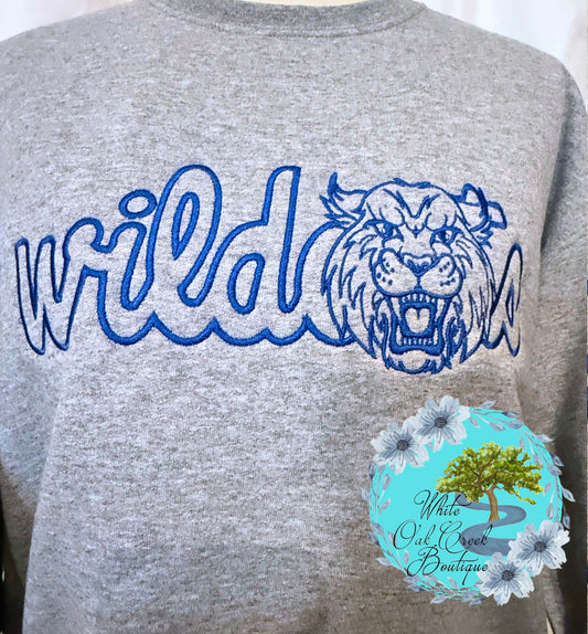 Wildcats Embroidered Sweatshirt Vintage Font