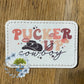 Pucker Up Cowboy White Faux Leather Trucker Hat Patch