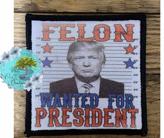 Mugshot Felon Trump 2 1/2” Square Trucker Hat Patch