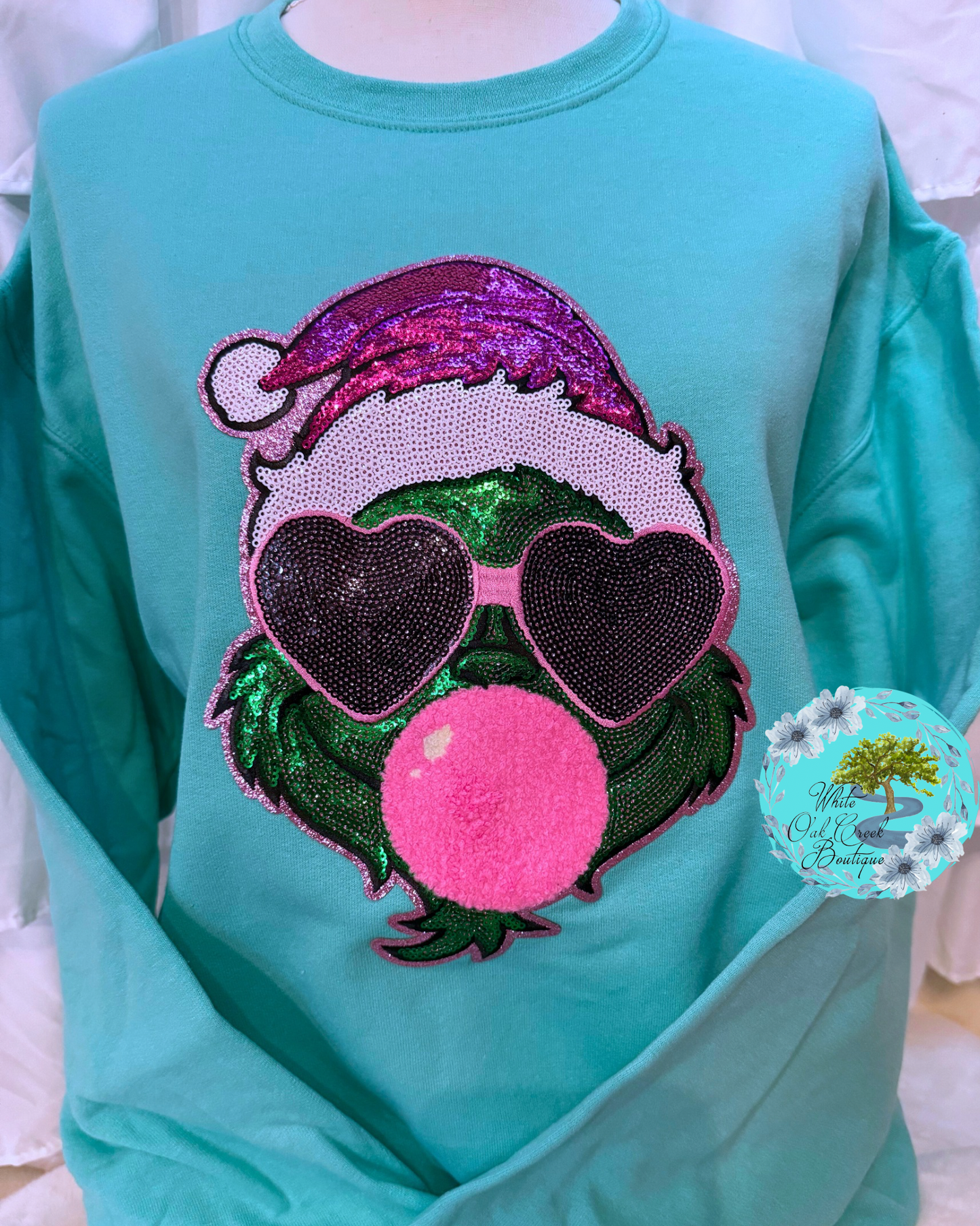Grinch Bubble Gum Sequin Sweatshirt