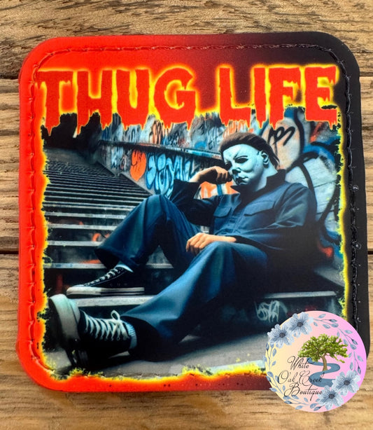 Michael Myers Ombre Thug Life Faux Leather Hat Patch