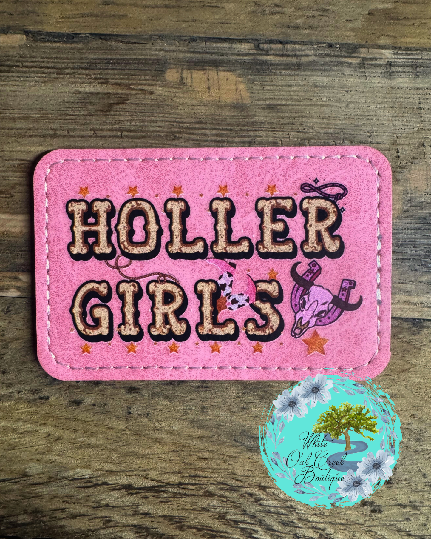 Holler Girls Pink Faux Leather Trucker Hat Patch