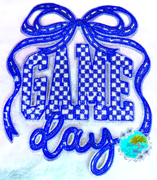 Game Day Blue Sequin 10.5” Iron-On Patch