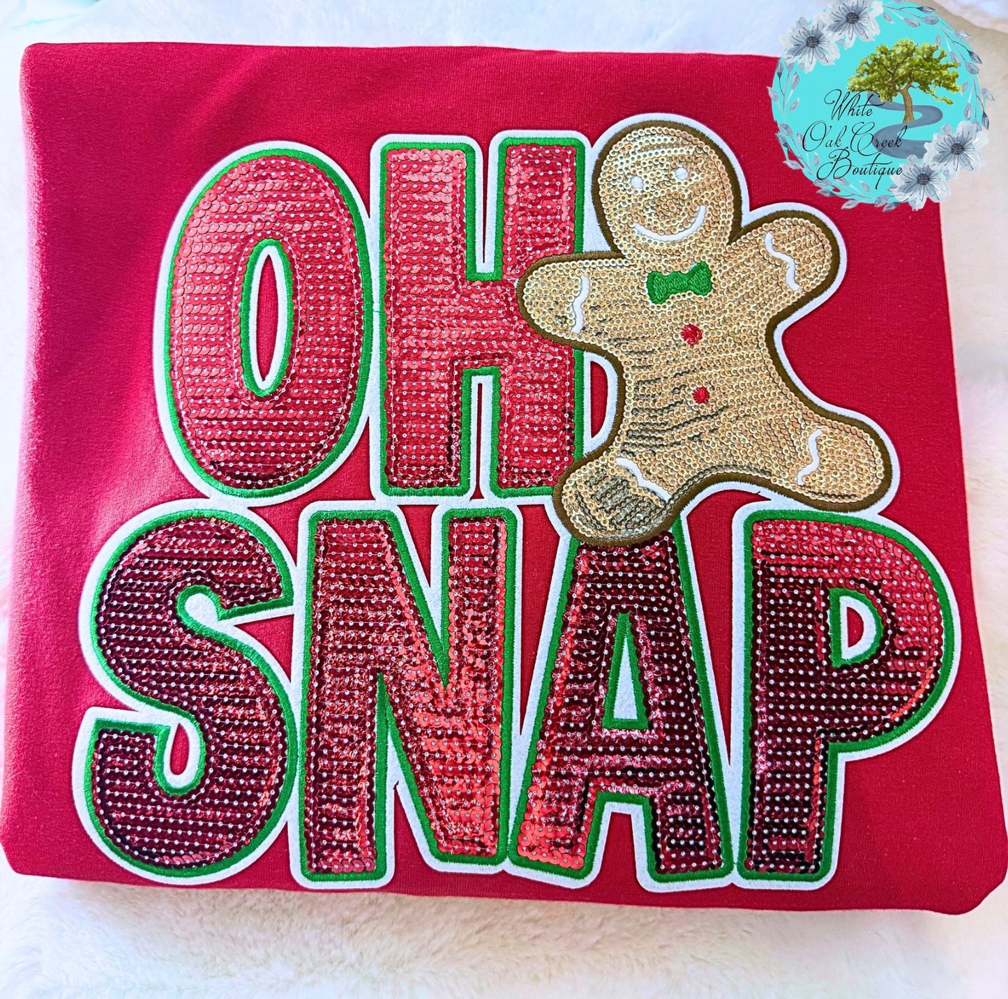 Gingerbread Oh Snap Christmas Sequins Sweatshirt