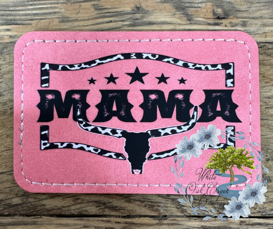 Mama Pink Faux Leather Trucker Hat Patch