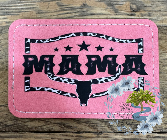 Mama Pink Faux Leather Trucker Hat Patch