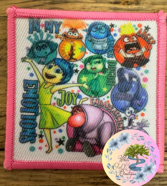 Inside Out Emotions Pink 2 1/2” Square Trucker Hat Patch