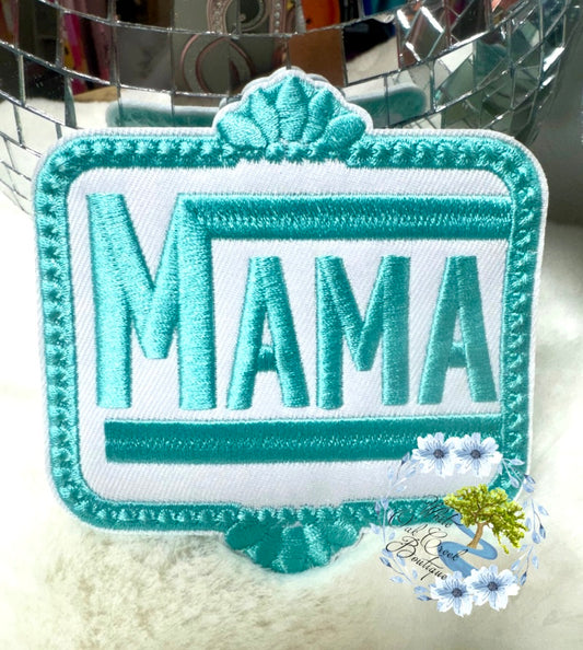 Mama Teal Large Embroidered Hat Patch