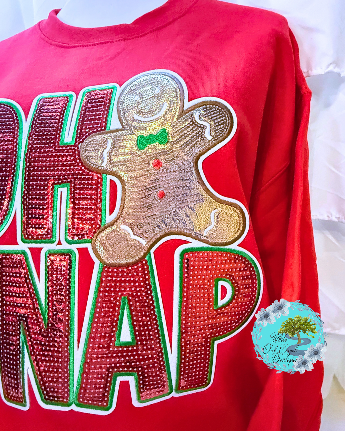 Gingerbread Oh Snap Christmas Sequins Sweatshirt