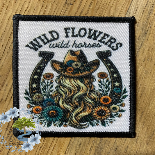 Wild Flowers Wild Horses 2 1/2” Square Trucker Hat Patch