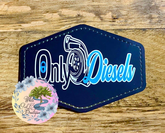 Only Diesels Black Faux Leather Trucker Hat Patch