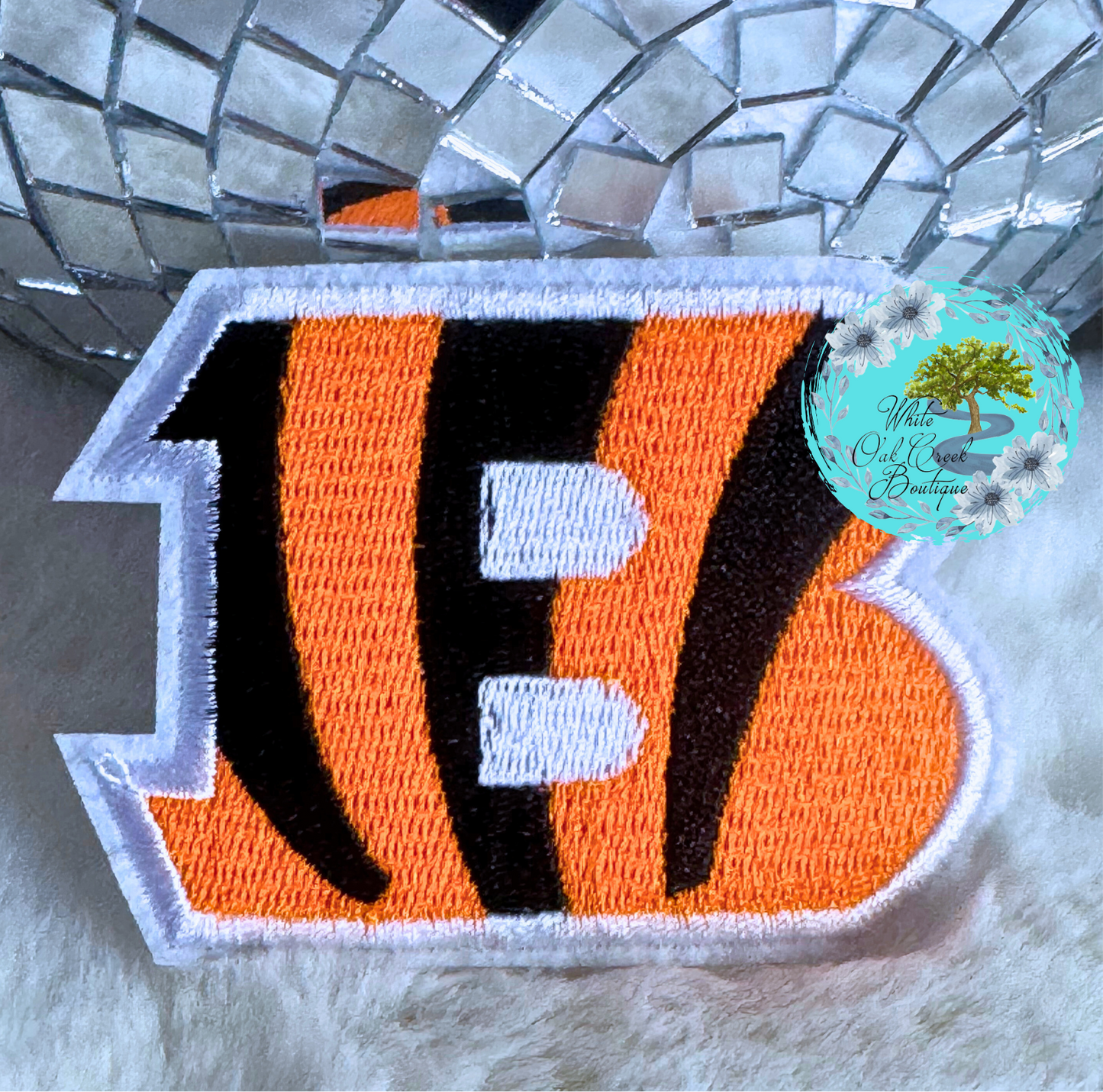 Bengals Tiger Football 3” Trucker Hat Patch with adhesive