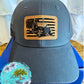 Semi Truck Embroidered Lasered Faux Leather Patch Twill Trucker Hat