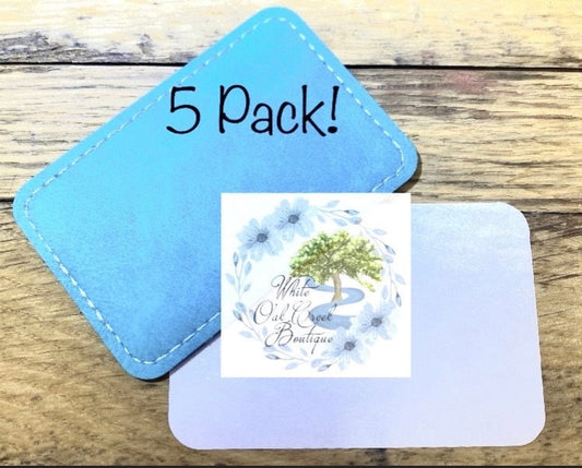 5 Pack Rectangle Teal Blue Faux Leather Hat Patches