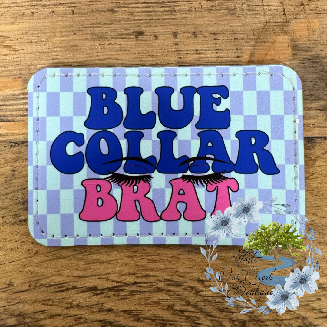 Blue Collar Brat Faux Leather Trucker Hat Patch