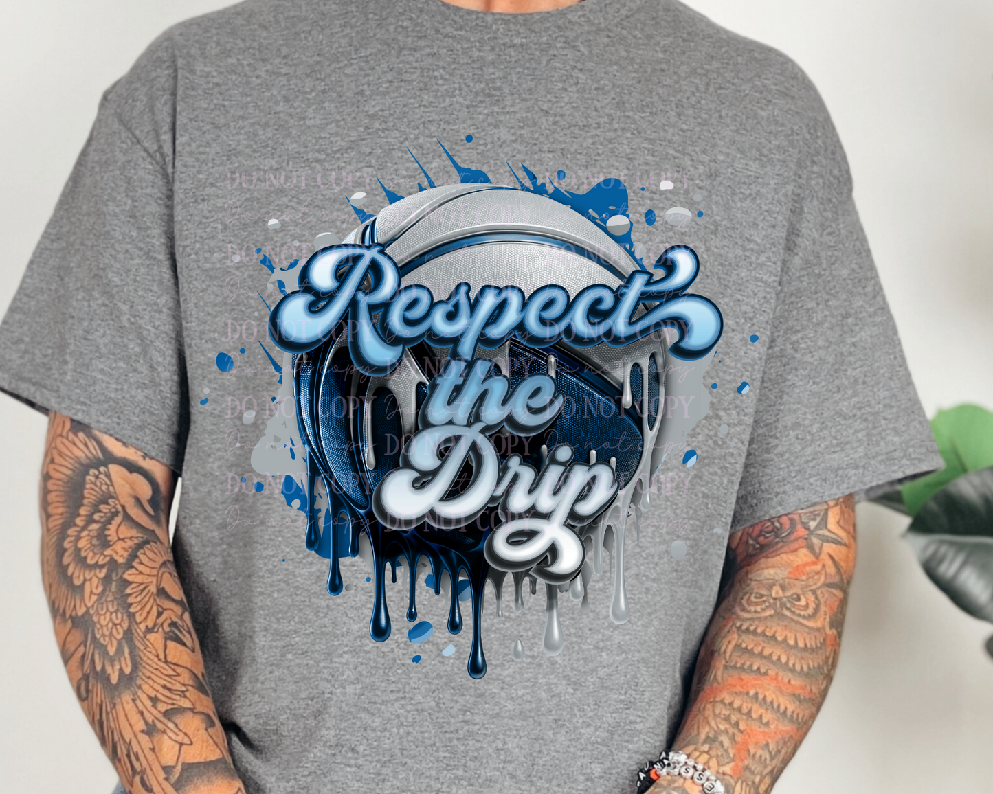 DTF Transfer Basketball Drip Blue