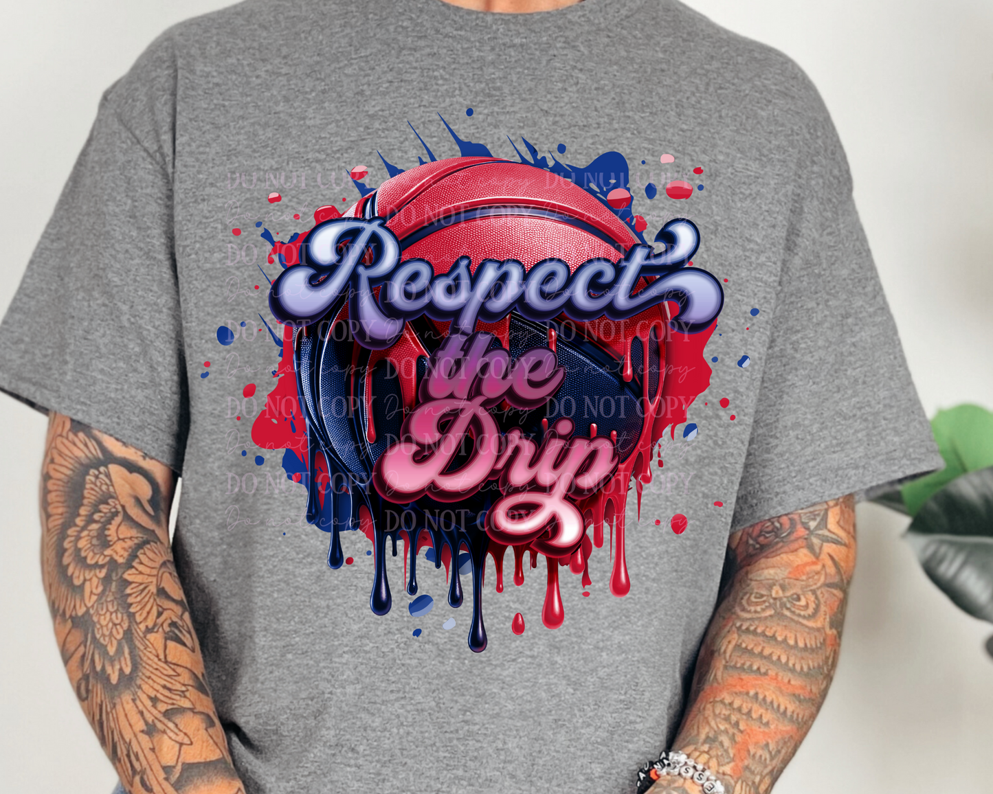 DTF Transfer Basketball Drip Red Blue