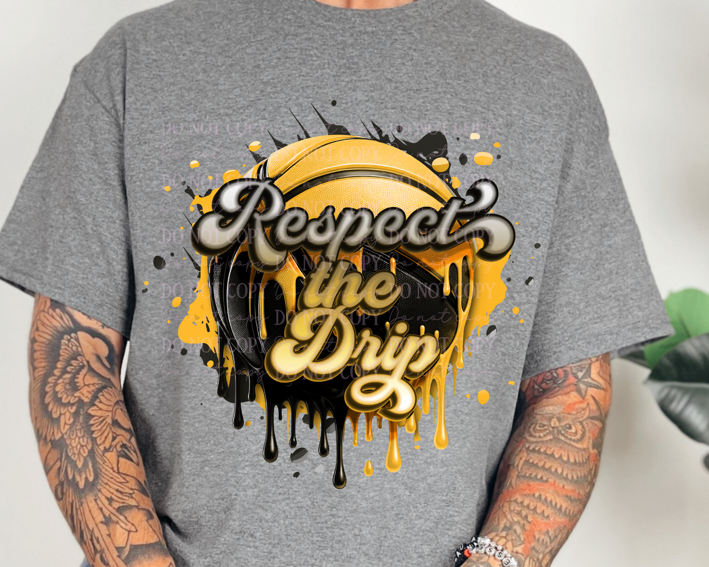 DTF Transfer Basketball Drip Yellow