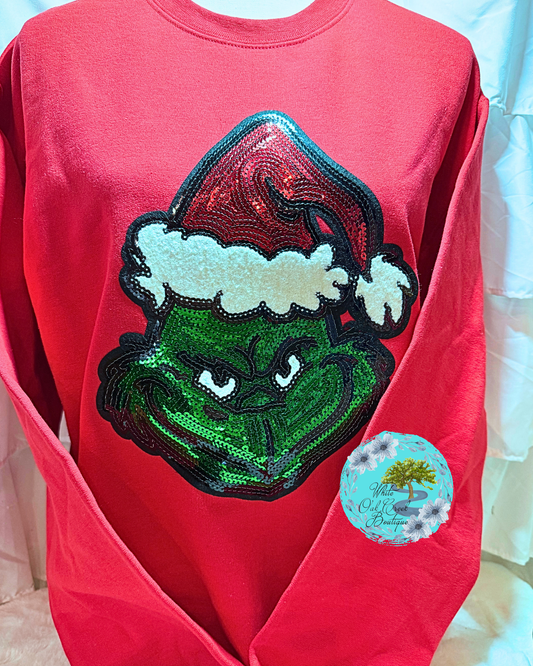 Grinch Sequin & Chenille Sweatshirt