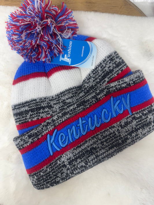 Kentucky Red White Blue Beanie Toboggan Knit Lined