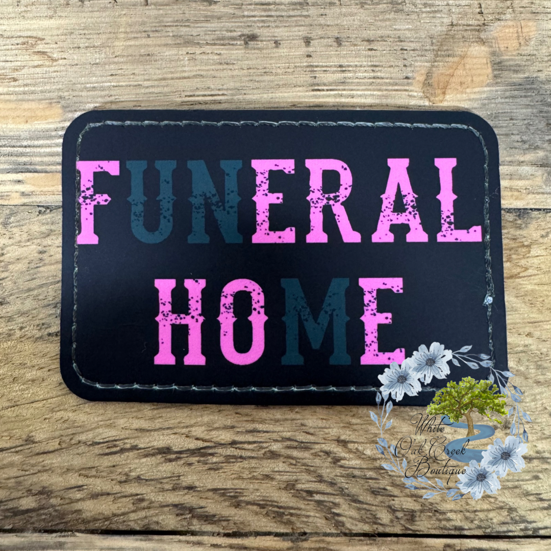 Funeral Home Feral Hoe Faux Leather Trucker Hat Patch