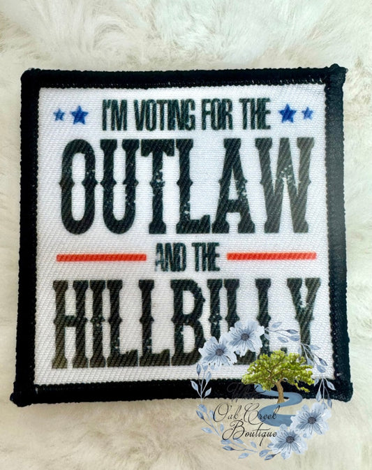 Outlaw Hillbilly Trump 2 1/2” Square Trucker Hat Patch