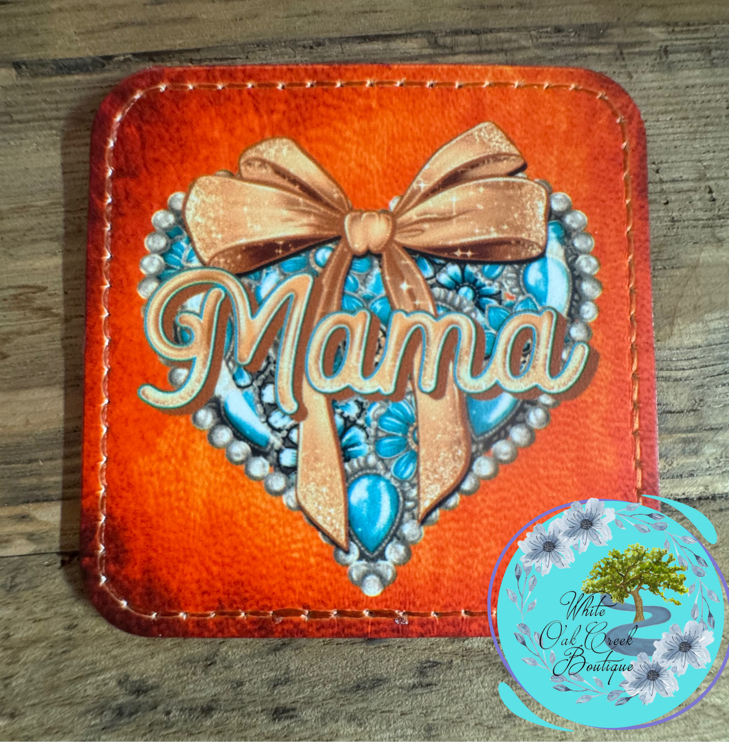 Mama Western Heart Faux Leather Hat Patch