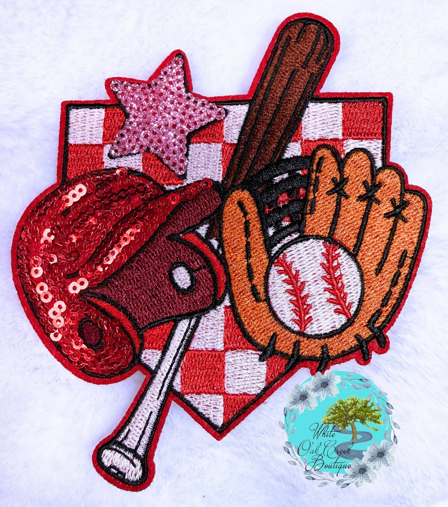 Baseball Sequin Oversized Hat Patch