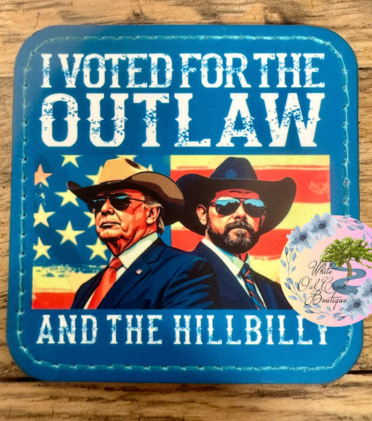 Cowboy Outlaw Hillbilly Trump 2 1/2” Square Trucker Hat Patch