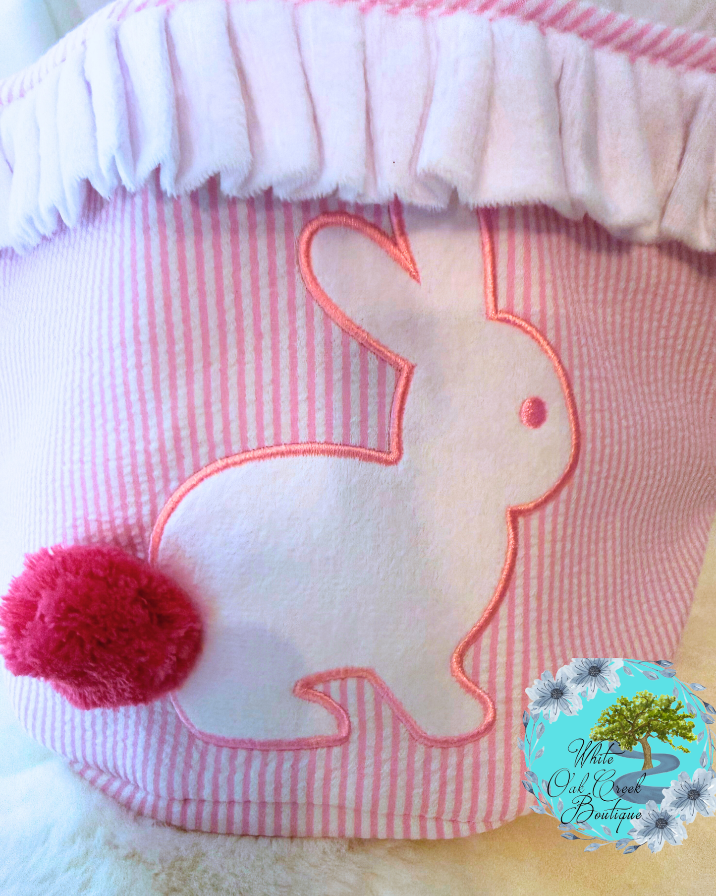 Easter Basket Seersucker Embroidered Monogrammed