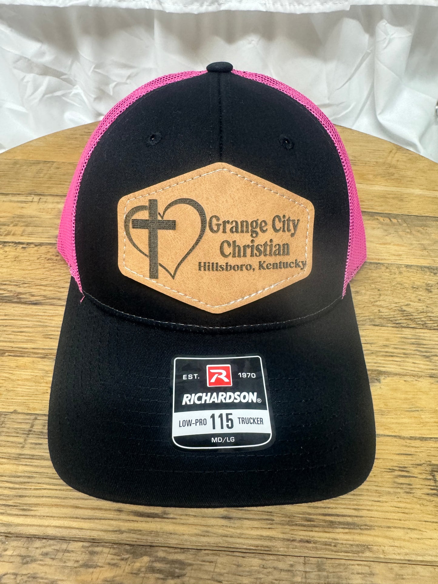 Laser Patch Hat Black to Pink