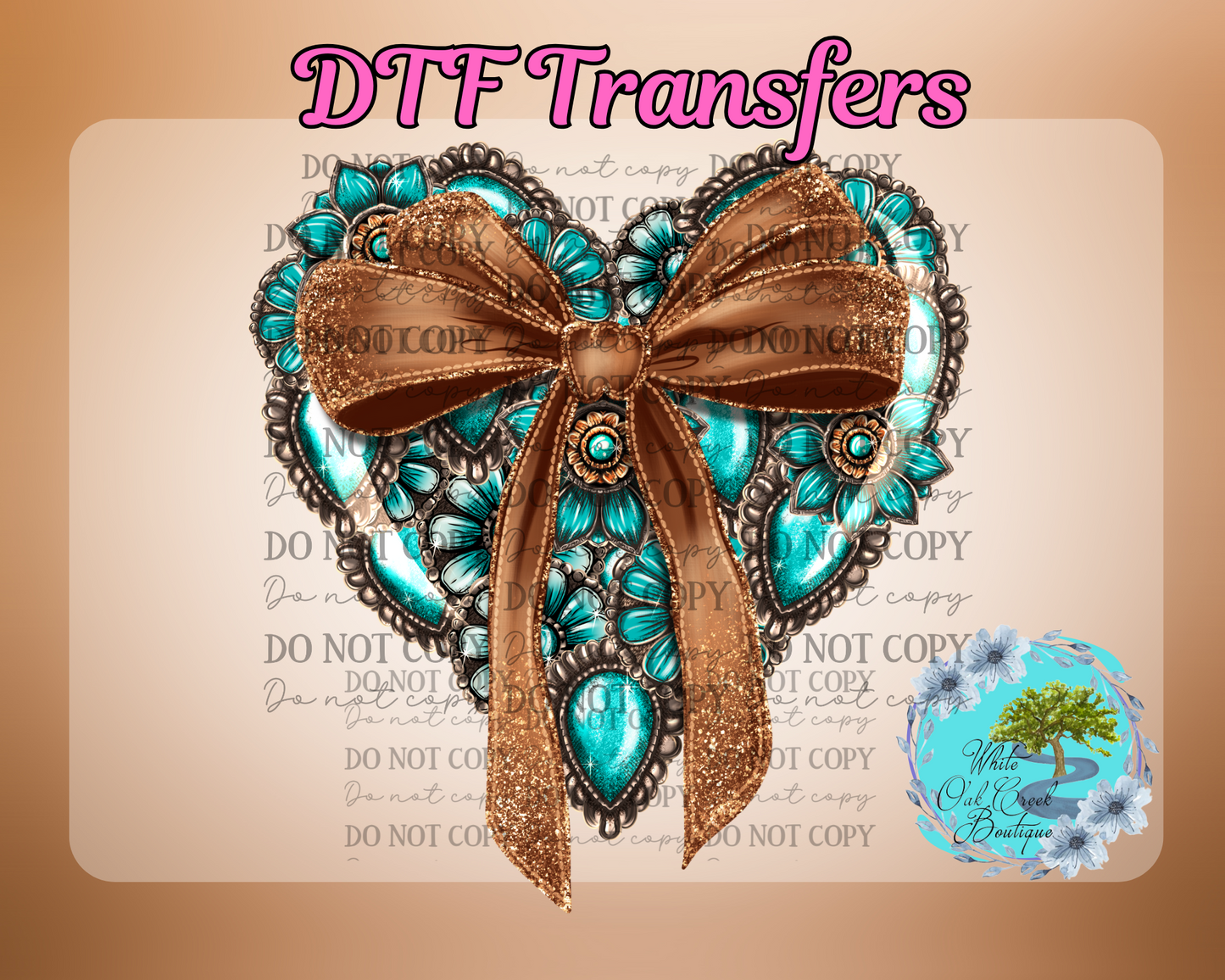 DTF Transfer Western Concho Heart