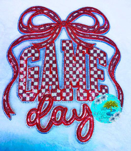 Game Day Red Sequin 10.5” Iron-On Patch