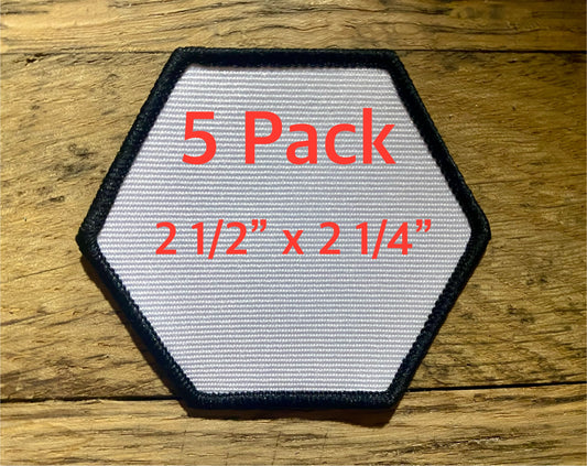5 Pack 2 1/2” Octagon Sublimation or Embroidery Trucker Hat Patch with adhesive iron on Polyester Patch with Black Embroidered Trim