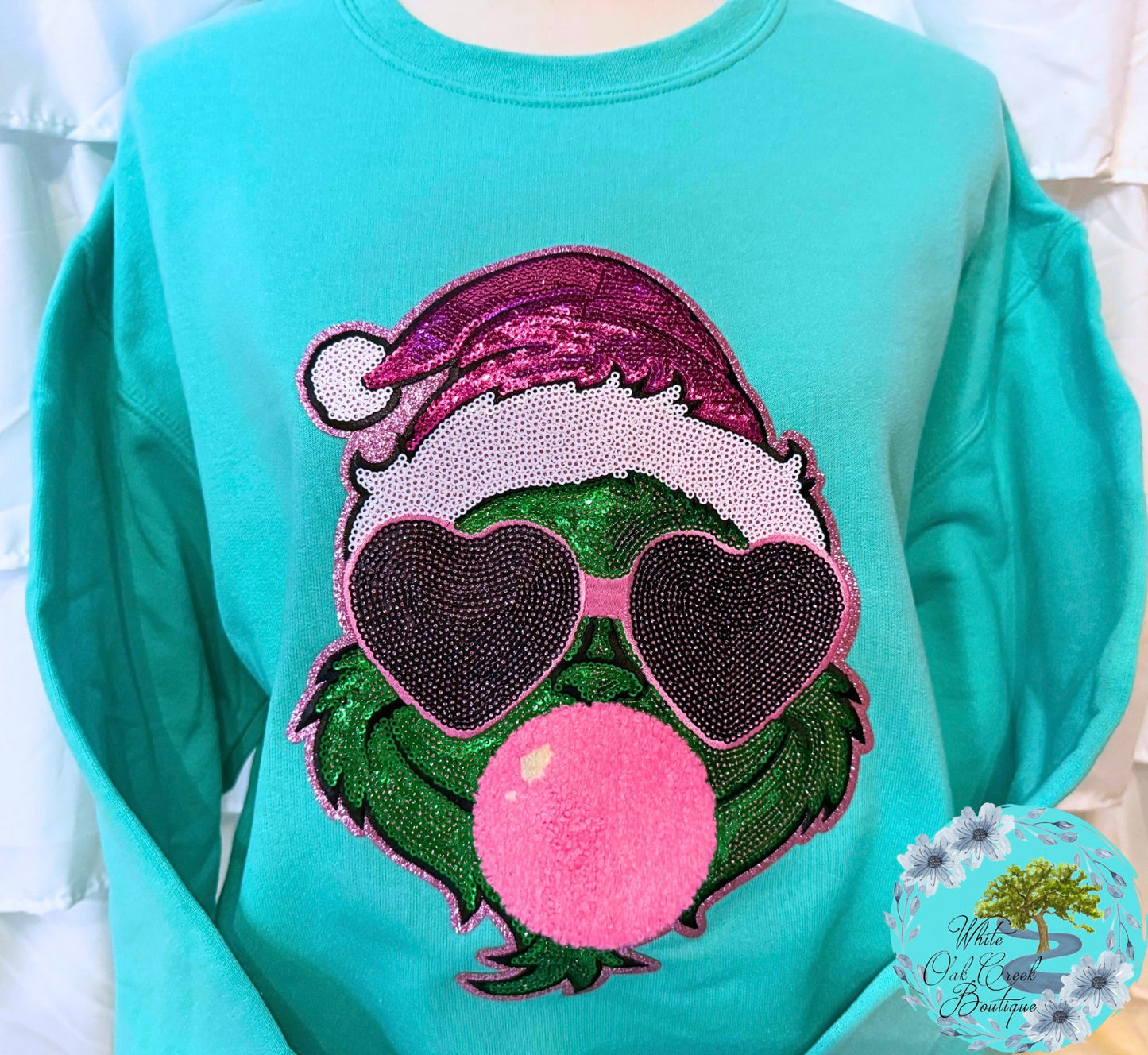 Grinch Bubble Gum Sequin Sweatshirt