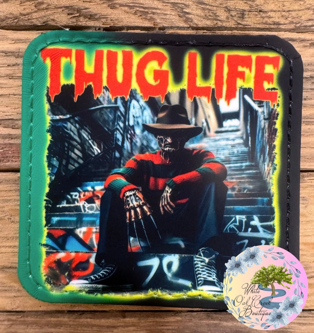 Freddy Ombre Thug Life Faux Leather Hat Patch