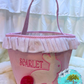 Pink Seersucker Embroidered Easter Basket
