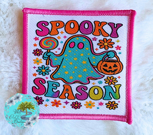 Pink Spooky Season Ghost Hat Patch