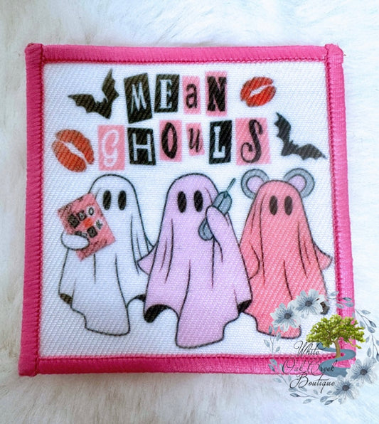 Pink Mean Ghouls Ghost Hat Patch