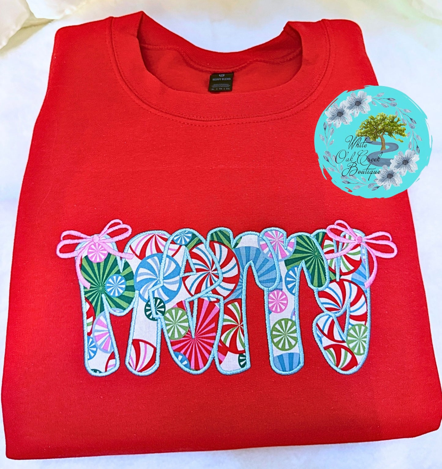 Merry Bows Appliqué Christmas Sweatshirt