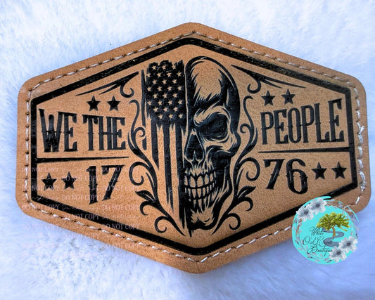 We the People 1776 Hexagon Lasered Faux Leather Trucker Hat Patch