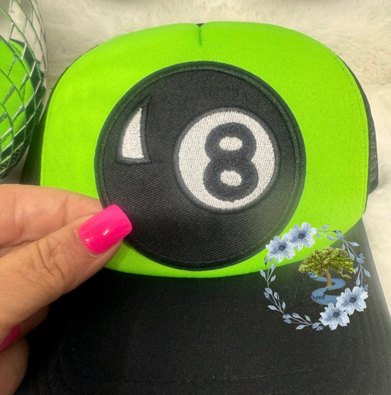 Pool 8 Ball Large Embroidered Hat Patch