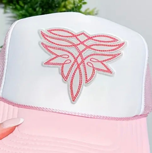 Pink Boot Stitch Wing  Trucker Hat Patch